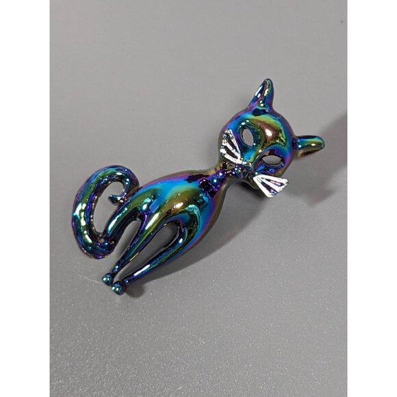 Unbranded Jewelry - Black Siamese Cat Rainbow Finish Sitting Pin Brooch